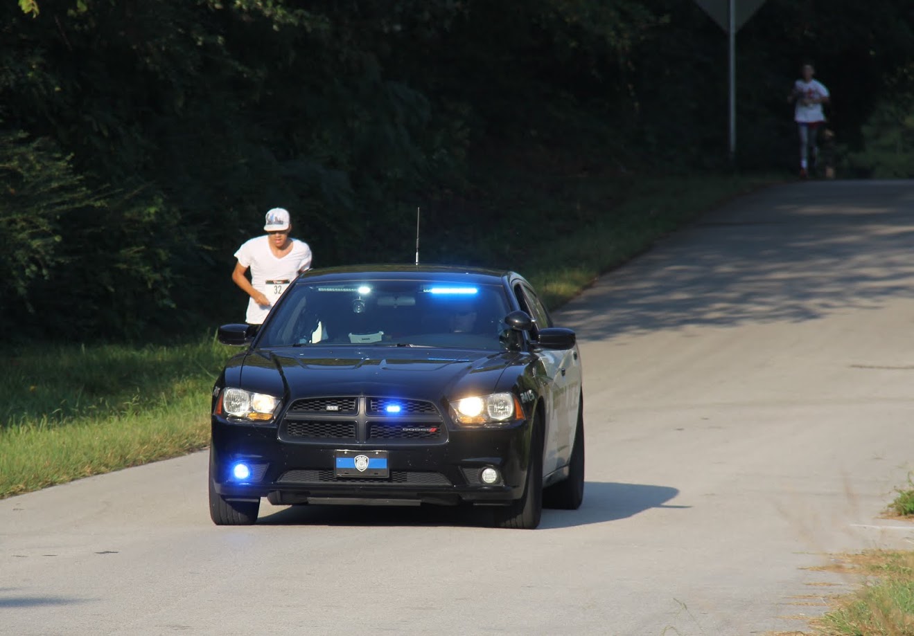 A City of Jackson police car guides the lead runner in the Racing So They Can Ride races on September 16, 2017.