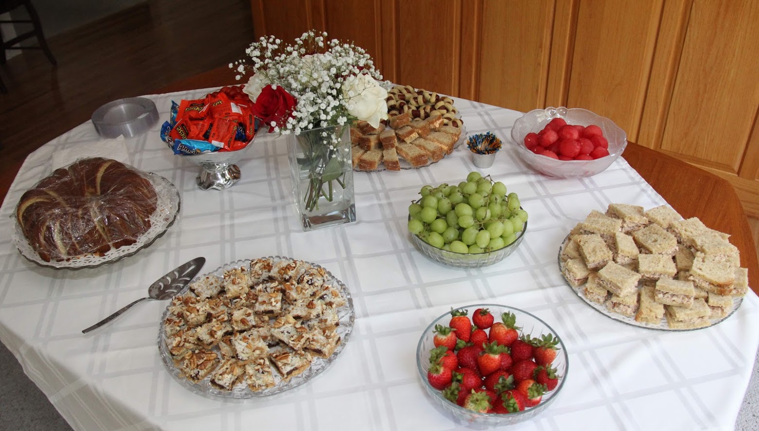 Various snacks fill the food table at the History Welcome Reception at Dr. Stephen Carls's home on September 10, 2018.