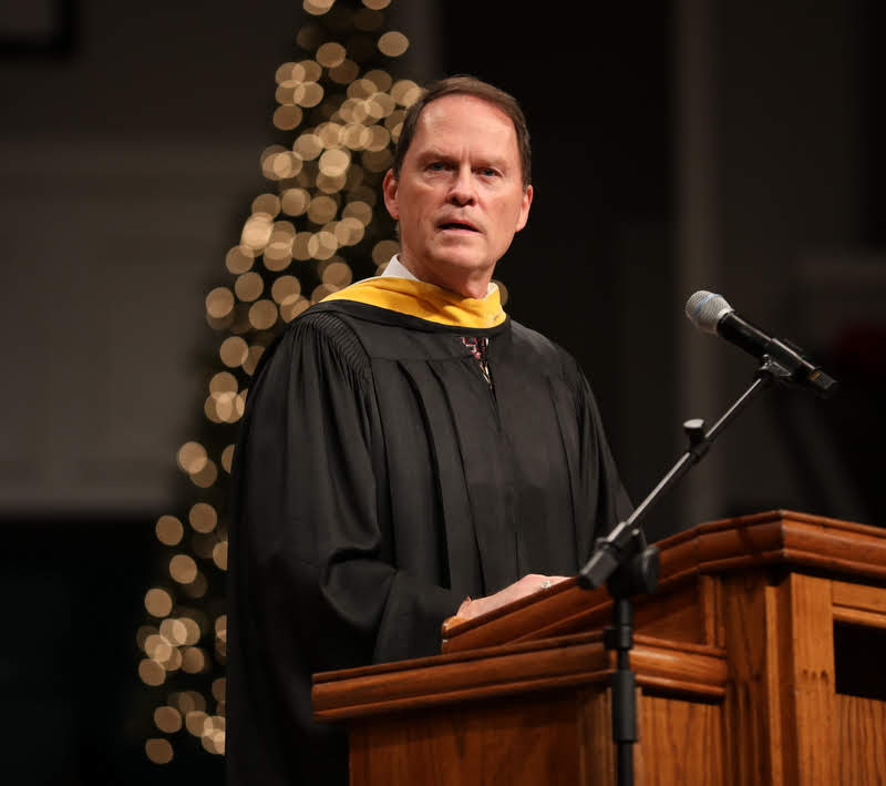 Gary Carter delivers the commencement address titled Goad Forth at Union's fall graduation on the morning of December 14, 2019. Photo by Kristi Woody