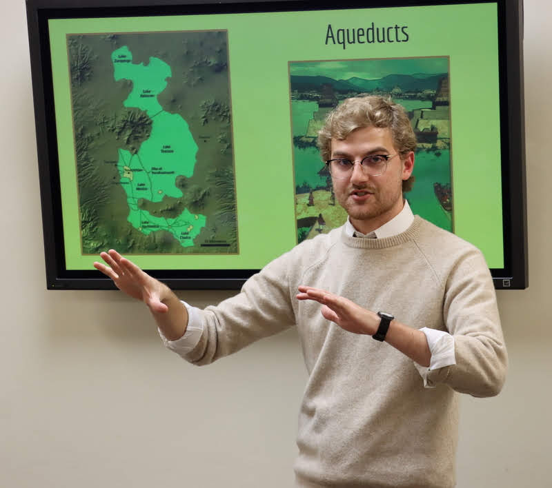 Luke Sower presents an abridged version of his history honors thesis titled The Lords of All Creation: Environmental Transformation in the Rise of Tenochtitlan on December 3, 2019.