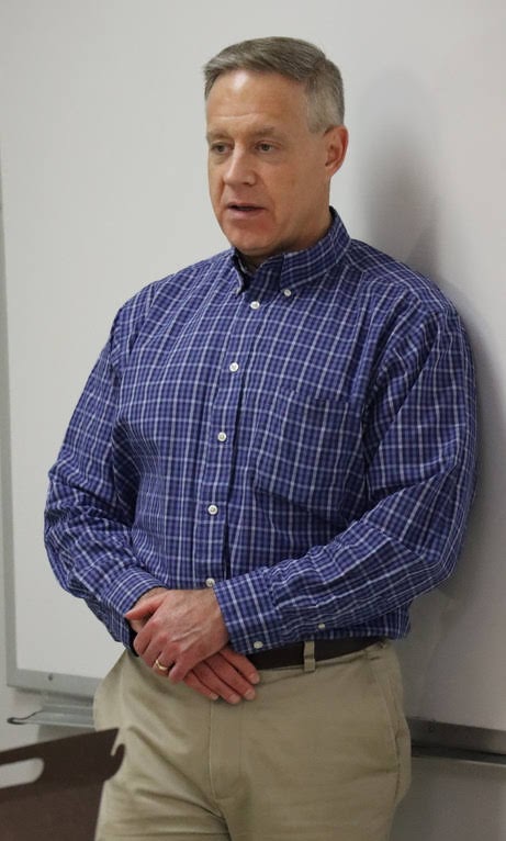 Dr. Henry Allen, the faculty advisor to the Rutledge Honorary History Club, watches as the meeting progresses on November 11, 2019.