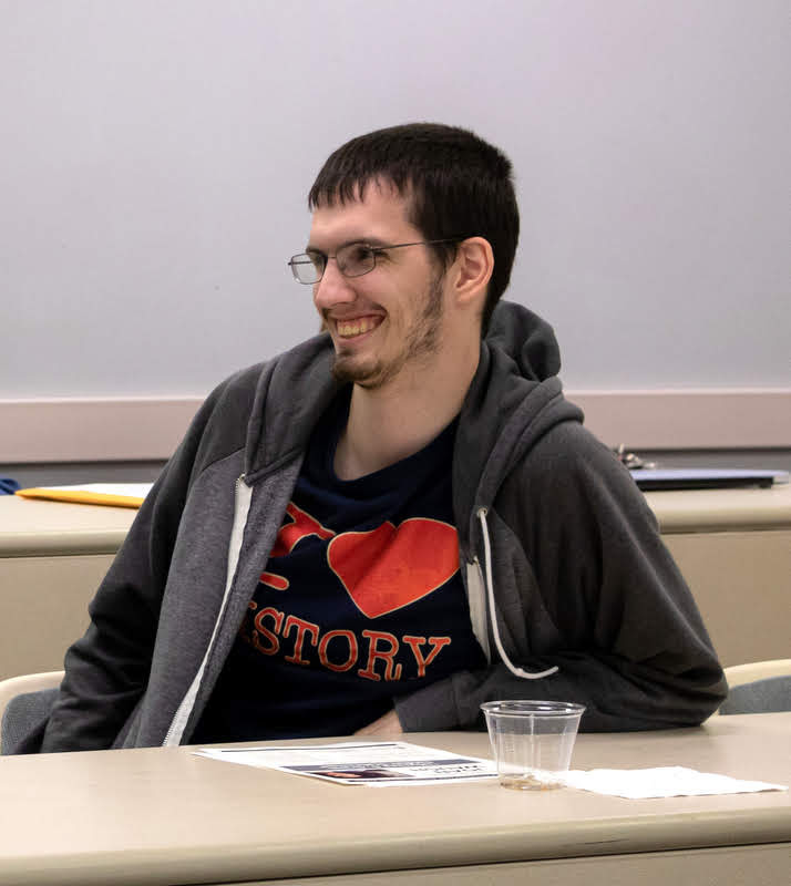 Phi Alpha Theta Matthew Latham relaxes following the end of the Delta-Psi chapter's fall plenary meeting on September 24, 2019. Photo by Joey Echeverria