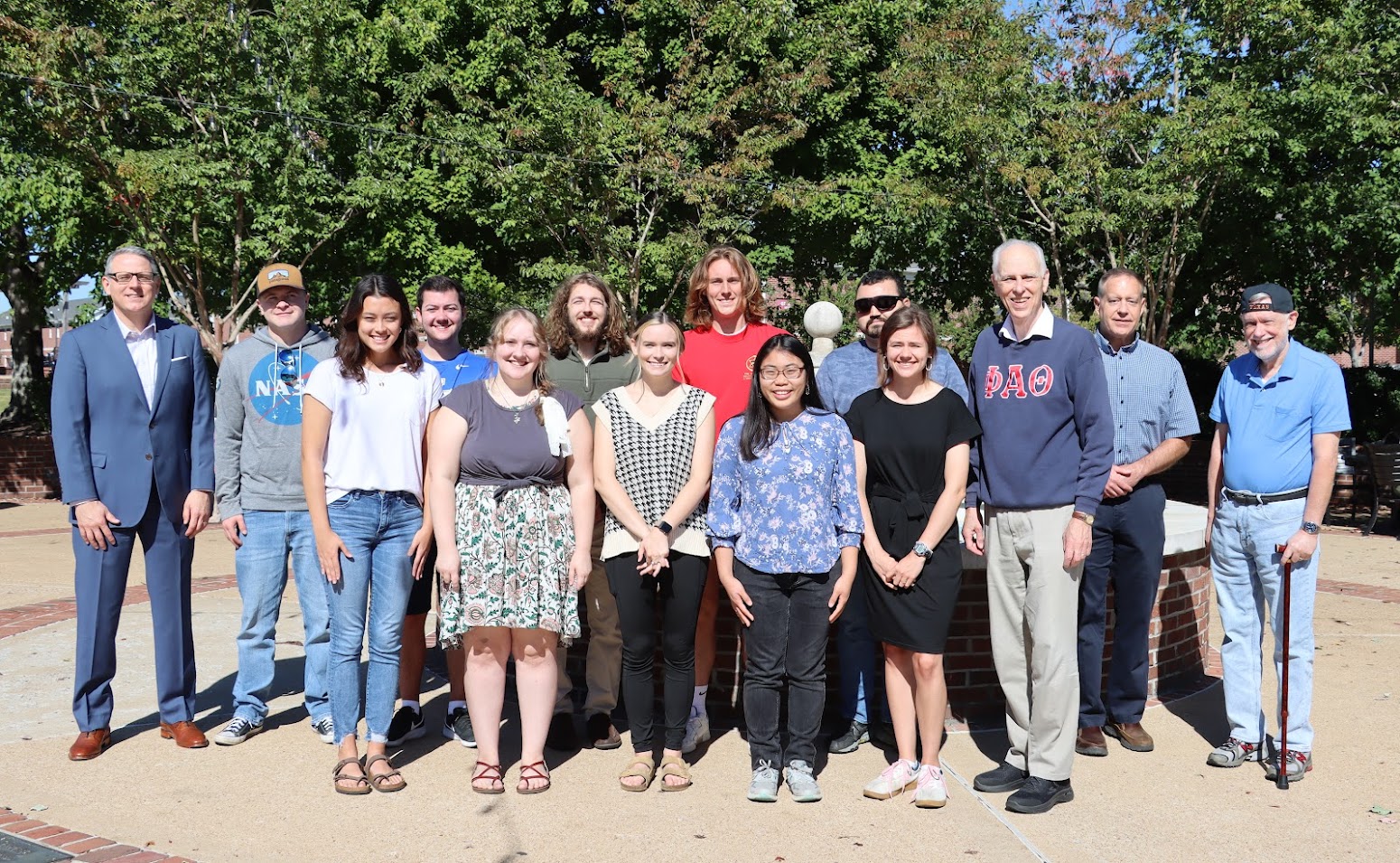 Members of Union's Delta-Psi chapter of Phi Alpha Theta History Honor Society take time for a photo during their plenary meeting on September 26, 2022. They are (front row, left to right) Makayla Baker, Breanna Edmiston, Abbie Hobson, Lydia McGinnis, Anna Yadkowski, and Dr. Stephen Carls; (back row, left to right) Dr. Keith Bates, John Garland, Jack Jenkins, Nicholas Palmer, Tad Binkley, Christian Young, Dr. Henry Allen, and Dr. Terry Lindley.