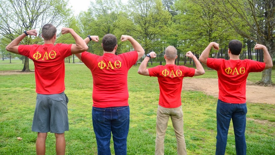 Delta-Psi chapter officers-elect for 2015-2016 flex their muscles on April 13, 2015, in anticipation of assuming their offices in the fall.