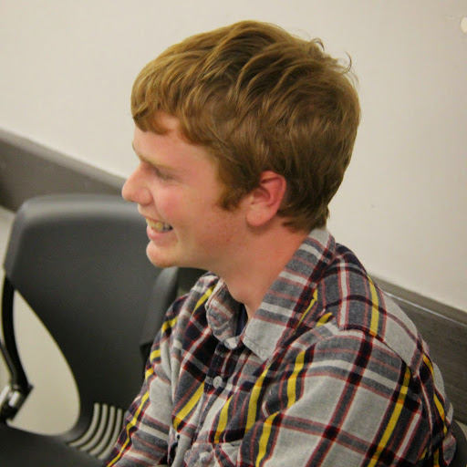 Gideon Ragland reacts with a smile after being elected vice president of the Rutledge Honorary History Club for 2015-2016 at the club's plenary meeting on April 14, 2015.