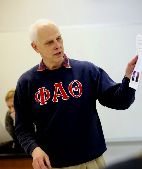 Delta-Psi Chapter Advisor Dr. Stephen Carls talks about the 2016 Phi Alpha Theta Biennial Convention in Orlando, Florida, at the society's plenary meeting on February 24, 2015.  Photo by Kristi Woody