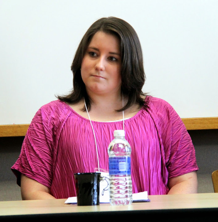 Union University student Faith Bagley entertains a question about her paper on Death and Suffering: Civil War Prison Camps in the North and South during the panel session on Varieties of Civil War Experience at the Tennessee Phi Alpha Theta Regional Conference on February 28, 2015.