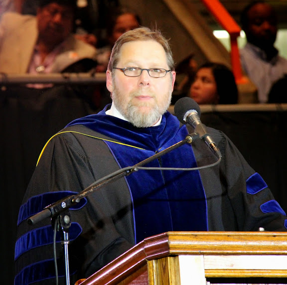 Provost Ben Mitchell announces toward the end of Union University's graduation on May 16, 2015, that Philip Richard Kurtzweil, a biochemistry major, is the winner of the Elizabeth Tigrett Medal.