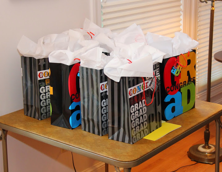 Graduation award bags are in place for the program honoring graduating history majors and Phi Alpha Theta members at the 23rd Annual Phi Alpha Theta/History Department Cookout at Dr. Stephen Carls's home on May 8, 2015.