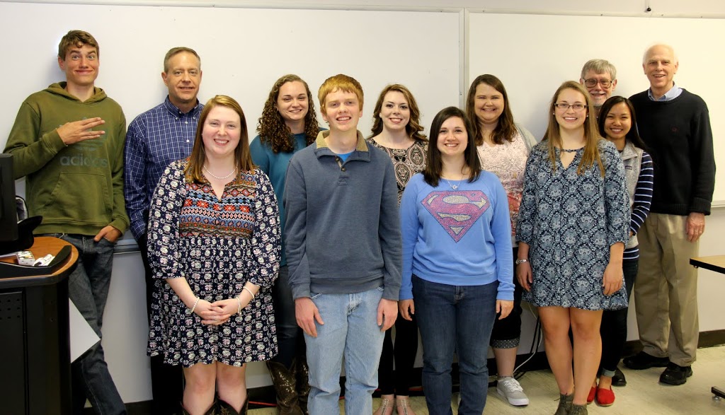Members of the Rutledge Honorary History Club join together for a photo at their spring plenary meeting on April 5, 2016.