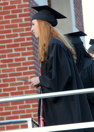 Phi Alpha Theta member Hollie Wilson waits in line to receive her bachelor's degree at Union University's commencement services on May 21, 2016.