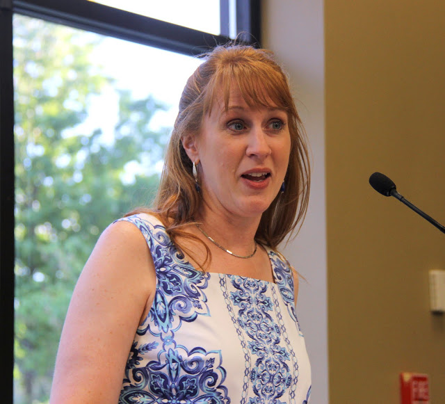 Angie Baker Nichols talks about public history as the feature speaker at the Department of History Awards Banquet on May 5, 2016.