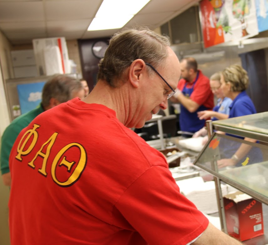 Robert Briley goes through the food line at the Jackson Old Hickory Rotary Club Pancake Breakfast on March 18, 2017.