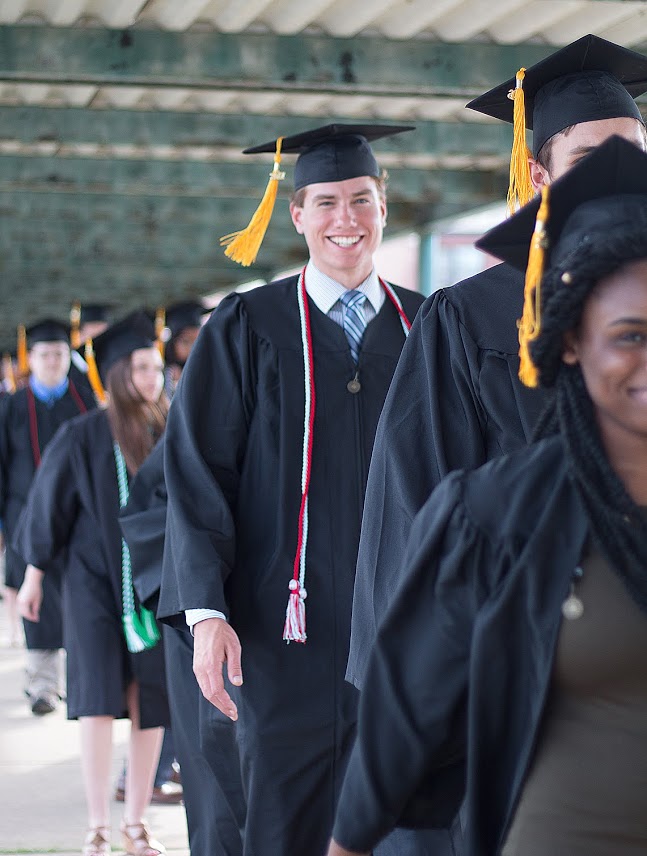 Stephen Lewoczko participates in the processional at Union University's commencement services on May 20, 2017. Photo by Gretchen Foels