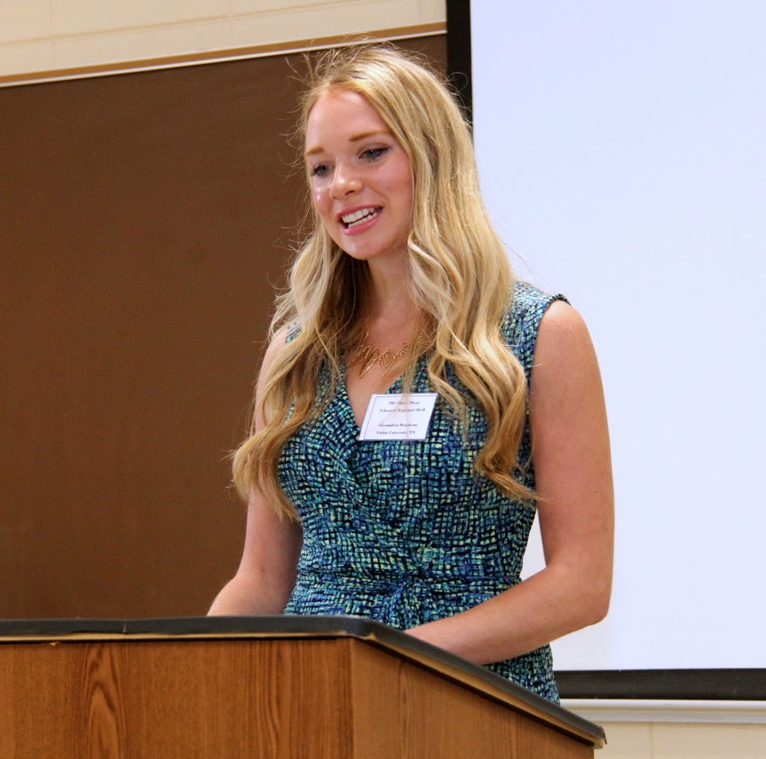 Ali Renckens presents her paper on From the Coalbin to the Diamond: How Baseball Changed America's Most Segregated City at the Arkansas Phi Alpha Theta Regional Conference on April 7, 2018.