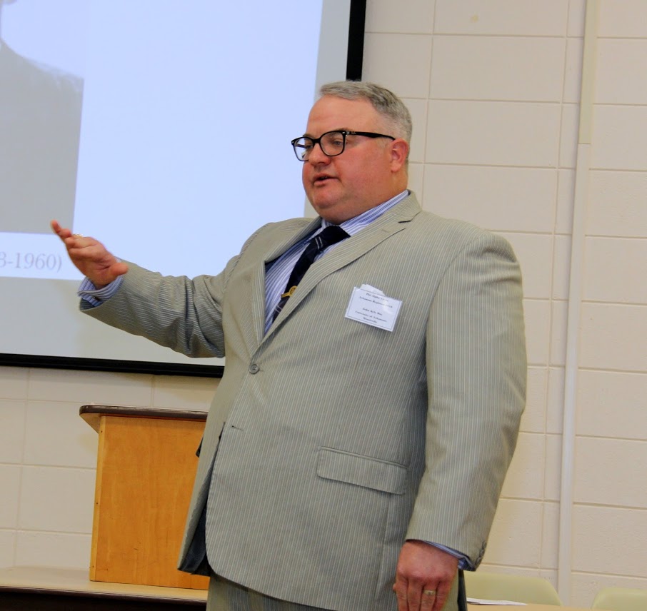 Dr. John Kyle Day presents the keynote address on Democratic Senator Thomas C. Hennings of Missouri: Champion of the Black Freedom Struggle at the Arkansas Phi Alpha Theta Regional Conference on April 7, 2018.