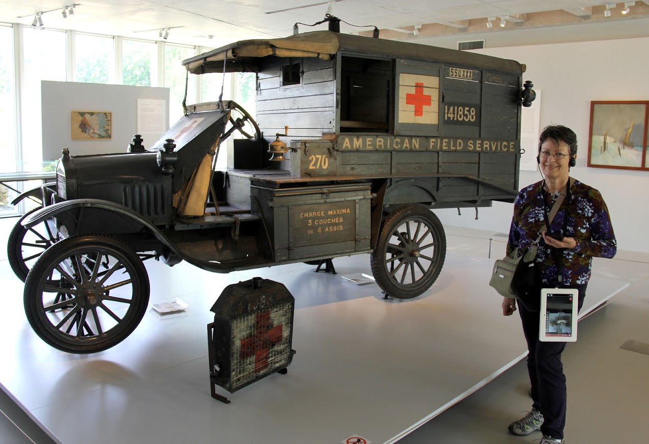 Dr. Alice-Catherine Carls stands next to an American Field Service ambulance (Model T Ford) from World War I at the Franco-American Museum in Blérancourt, France, on May 25, 2018.