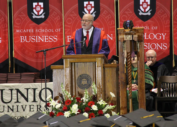 Dr. Daniel L. Dreisbach, Professor in the School of Public Affairs at American University, delivers the commencement address on In Pursuit of Christian Magnanimity at Union University's graduation on May 19, 2018.