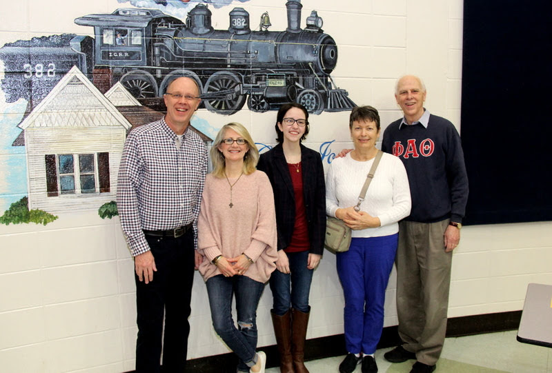 Phi Alpha Theta representatives at the Old Hickory Rotary Club Pancake Breakfast stand for a photo on March 16, 2018. They are (left to right) Robert Briley, Brenda Briley, Lauren Butler, Dr. Alice-Catherine Carls, and Dr. Stephen Carls.