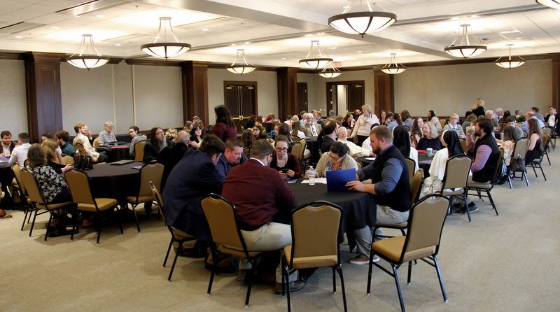 Attendees at the Tennessee Phi Alpha Theta Regional Conference at Belmont University on March 30, 2019, await the start of the conference luncheon.