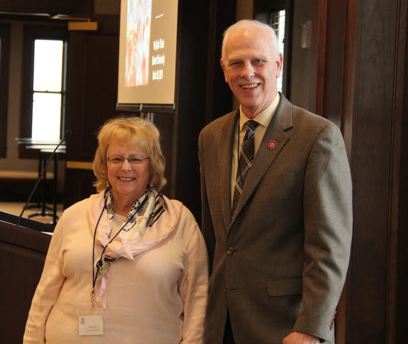 Dr. Stephen Carls stands with Dr. Cynthia Bisson, the 2019 Tennessee Phi Alpha Theta Regional Conference coordinator, during the conference luncheon on March 30.