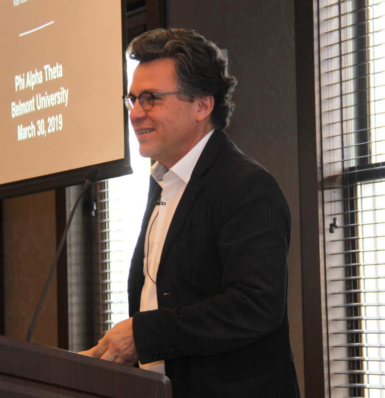 Dr. Jefferson Cowie, the James G. Stahlman Professor of History at Vanderbilt University, delivers his luncheon address on 