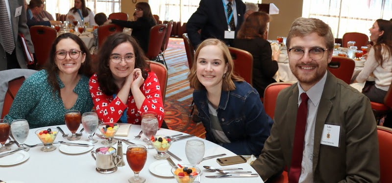 Union University students attend the Phi Alpha Theta convention luncheon on Friday, January 3, 2020. They are (left to right) Katie Allison, Leah Atkins, Megan Ledbetter, and Luke Sower.