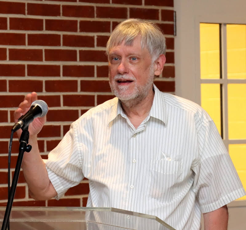 Dr. Terry Lindley reminisces about his long career as a history professor at Union University after receiving a crystal retirement award from his history department colleagues at the department's awards program on April 28, 2022.