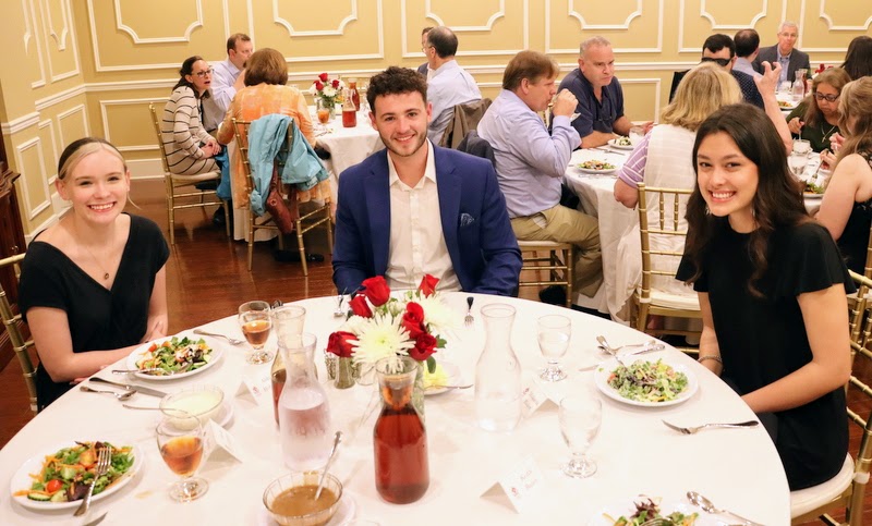 Union students prepare to start their meals at the History Department Awards Banquet on April 27, 2023. They are (left to right) Abbie Hobson, Adren Pearce, and Makayla Baker.