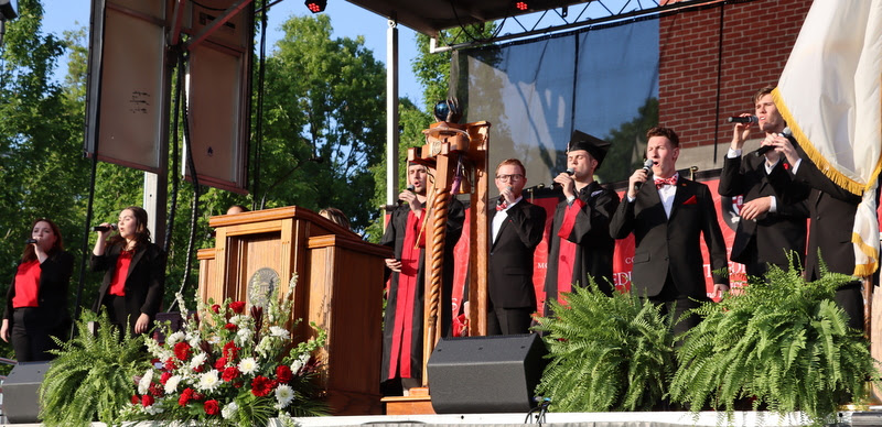 Union's University's Voices of Proclamation vocal ensemble provides special music at the school's undergraduate commencement service on May 6, 2023.