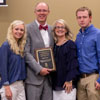 Robert Briley (second from left), the 2019 recipient of the History Alumni Distinguished Achievement Award, stands with members of his family at the history awards banquet on May 2, 2019. They are (left to right) Jennifer, Brenda, and Trebor. Photo by Nicole Grim