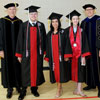 Drs. Stephen Carls (left) and Keith Bates (right) stand with the graduating Phi Alpha Theta student members prior to Union's spring undergraduate commencement on May 18, 2019. The students are (left to right) Will Choate, Marylee Barker, and Lauren Butler.