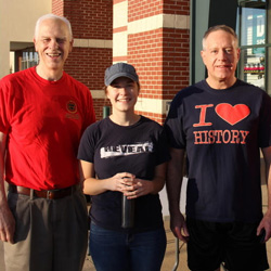 Representatives of Union's Delta-Psi chapter of Phi Alpha Theta History Honor Society stand together prior to the start of the Racing So They Can Ride races to support hippotherapy on September 21, 2019. They are (left to right) Dr. Stephen Carls, Megan Ledbetter, Dr. Henry Allen, and Robert Briley.