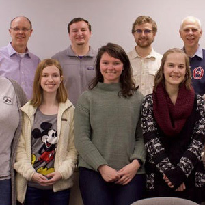 Attendees at the Phi Alpha Theta spring plenary meeting on February 25, 2020, stand together for a photo. They are: (front row, left to right) Addison Osborne, Sandra Allen, Savannah Wright, Audrey Cagle, Megan Ledbetter, Jennifer Briley, and Hannah Ratliff; (back row, left to right) Robert Briley, Macon Bullock, Luke Sower, Dr. Stephen Carls, and Dr. Keith Bates. Photo by Naomi Mengel