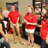 Phi Alpha Theta leaders Beth Adams (second from left, moving right), Kathryn Mitchell, and Jordan Sellers talk to a Union student during the Student Organizations Fair on August 22, 2016.
