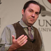 Dr. Sean McMeekin, the 2016 Carls-Schwerdfeger history speaker, lectures about Hostile Takeover: The Bolsheviks Conquer Russia, 1917-1920 on the afternoon of October 3, 2016, in the Carl Grant Events Center. Photo by Kristi Woody