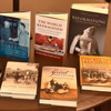 The 12 history books that Union's Delta-Psi chapter purchased with the Phi Alpha Theta Best Chapter Award prize money are displayed on a table in Union University's library on December 1, 2016. Photo by Elizabeth Wilson