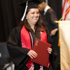 Phi Alpha Theta member Emily Littleton is delighted after receiving her diploma at Union University's graduation exercises on May 20, 2017. Photo by Kristi Woody