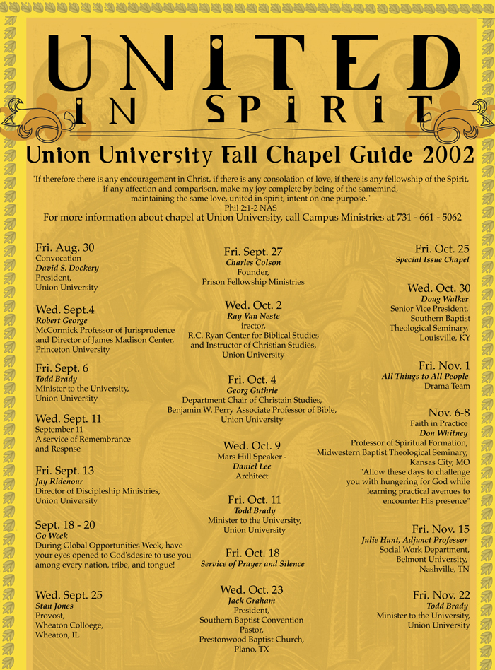 Fall 2002 Chapel Schedule