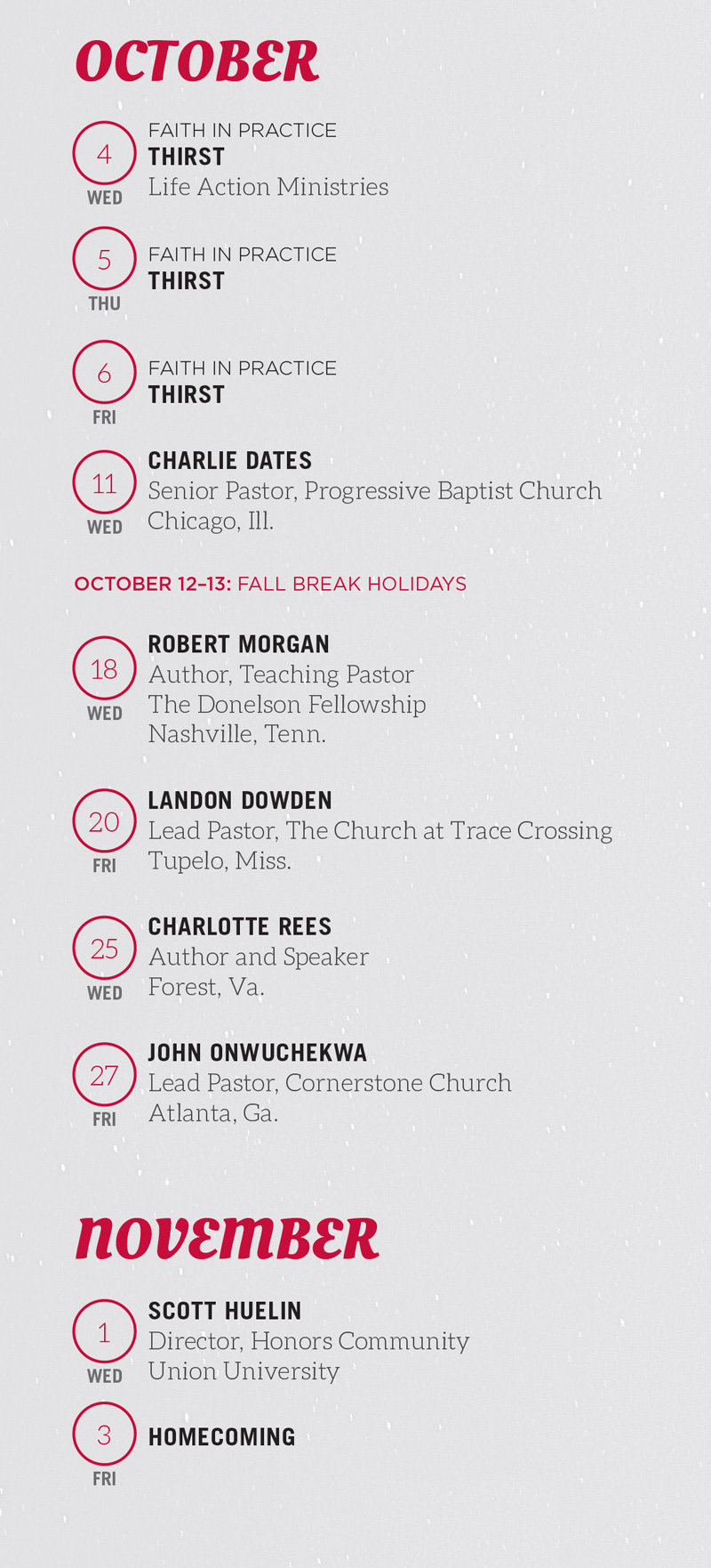 Oct & Nov Dates