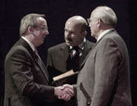 President Dockery presenting Mikhail Gorbachev with a Bible