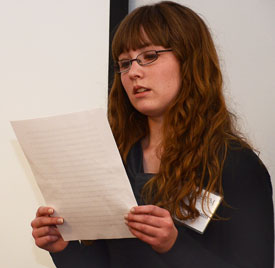 Union senior Whitney Williams presents her research during last year's Scholarship Symposium. (Photo by Victoria Stargel)