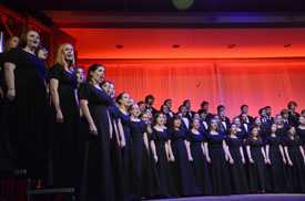 Members of the vocal ensembles perform "A Highland Carol" in the chapel during last year's "A Union Christmas." (Photo by Zac Calvert)