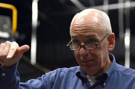 Steve Beverly addresses the crew after a daily airing of Union's broadcast of "Jackson 24/7." (Photo by Ebbie Davis)