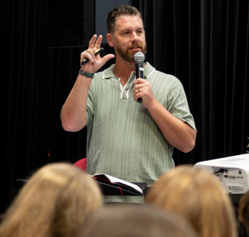 Shane Pruitt speaks Sept. 7 at the third annual EQUIP Youth Apologetics Conference. (Photo by Lyla Dietz)