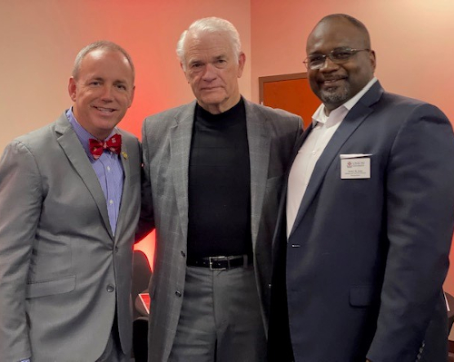 Pictured from left are Samuel W. "Dub" Oliver, president of Union University; Mark Luttrell, former Shelby County mayor; and Andre Jones, campus and facilities director for Union University Germantown, during the 25th birthday celebration for UU Germantown Feb. 28.