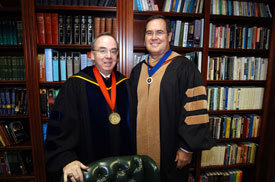 President David S. Dockery and R. Keith Absher, dean of the McAfee School of Business