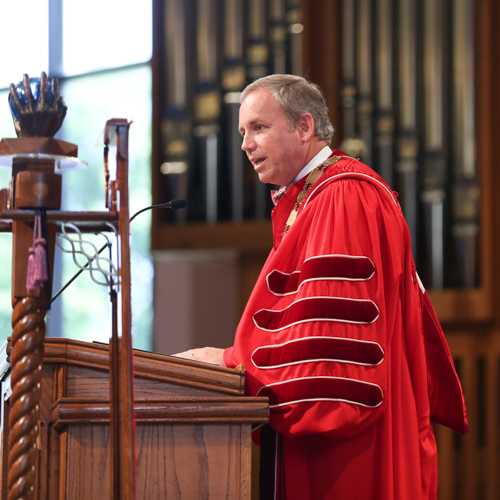 Union President Samuel W. "Dub" Oliver speaks at Fall Convocation Aug. 26. (Photo by Kristi Woody)