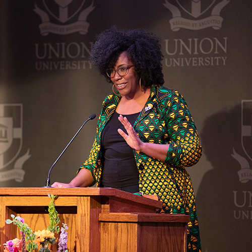 DiAnne Malone, associate dean for student and faculty services for MCUTS, spoke at Union’s Black Heritage Month Celebration March 2. (Photo by Kristi Woody) 