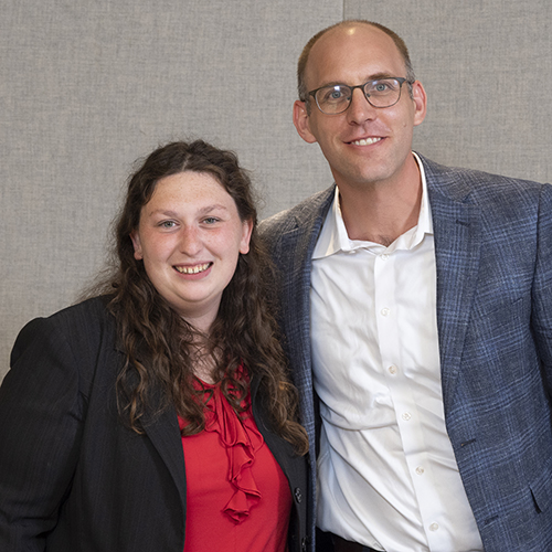 Josie Carrier, senior sociology and math double major, poses with one of her University of Pennsylvania internship faculty mentors, Dr. Evan Anderson. Photo courtesy of Josie Carrier.